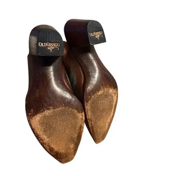 Old Gringo Leather Made In Mexico Brown w/ Teal Detail Western Style Mules sz 8 - Picture 11 of 14